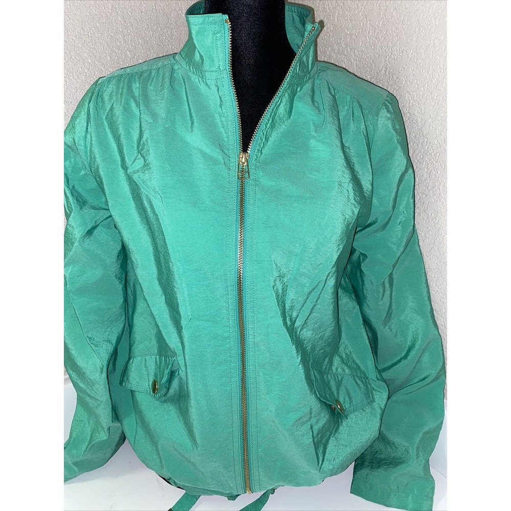 Chicos Zenergy Full Zip Jacket Size 0 (4/6) Green Zipper Pockets Casual‎ Lined